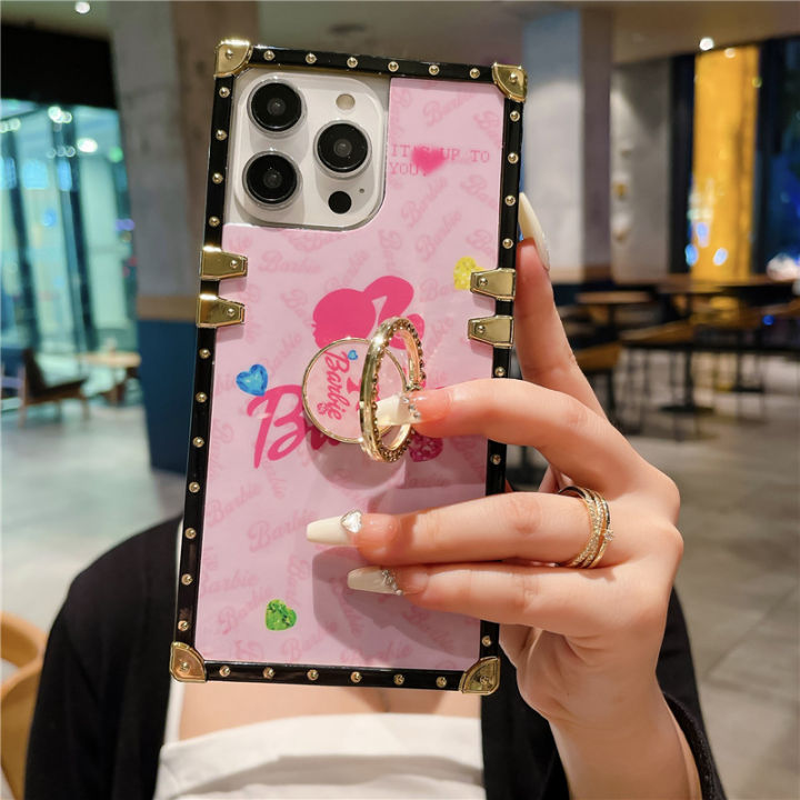 เคสโทรศัพท์มือถือสีชมพูบาร์บี้สำหรับ-huawei-nova-3i-โนวา4e-โนวา5t-โนวา6-6se-โนวา7-7-se-7-9ro-โนวา8-โนวา9-se-หรูหราเคสแฟชั่น-tpu-นิ่มทรงสี่เหลี่ยมสำหรับผู้หญิง-เคสป้องกันรวมทุกอย่างพร้อมของขวัญที่ยึดแห