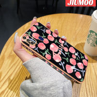 JIUMOO เคสปลอกสำหรับ Samsung กาแล็คซี่ M21 M30s การ์ตูนน่ารักลายดอกทิวลิปชุบขอบสี่เหลี่ยมดีไซน์ใหม่เคสซิลิโคนนิ่มฝาปิดเลนส์เต็มรูปแบบเคสป้องกันกล้อง