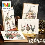 MMLUCK 12pcs set Twelve Days Christmas Countdown Gift Card Set Quirky