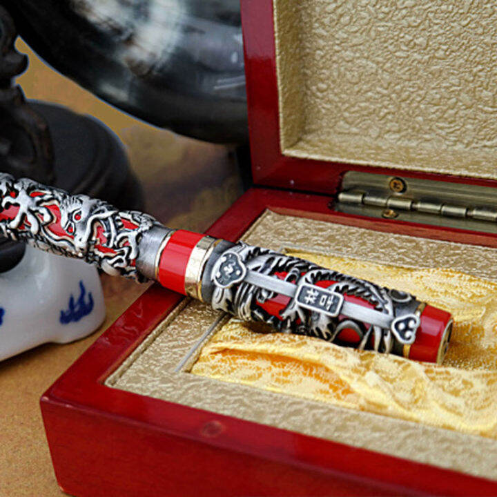 jinhao-noblest-dragon-and-phoenix-red-and-grey-fountain-pen-crystal