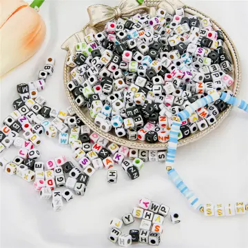 10pcs 12mm Black Letter Beads Square Letter Alphabet Beads Silicone Beads  DIY For Jewelry Making Bracelet Necklace Accessories