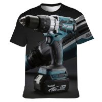 2023 NEWMen ใหม่ฤดูร้อน Makita เครื่องมือ3D พิมพ์เสื้อยืดผู้ชายกีฬาสบายๆด้านบนหลวมระบายอากาศขนาดใหญ่เสื้อยืด