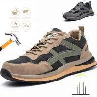 Work Safety Shoes Male Steel Toe Cap Anti-smash Water-proof Upper Construction Anti Flame Breathable Protective Sport Sneakers