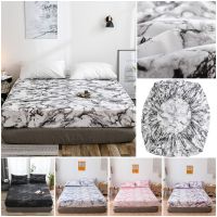 【CW】 Hot Sale Marble Texture Fitted Bed Sheets Sheet King Mattress Cover