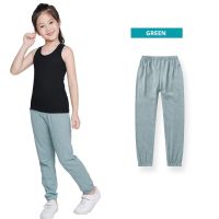 Summer Girls Pants Childrens Clothes Candy Color Mid Waist Loose Thin Cotton Kids Boys Causal Wide Leg Pants (1pcs)