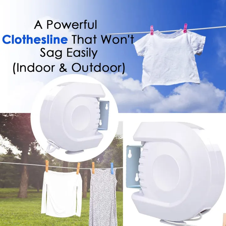 12M /15M Clothes Drying Rack Rope Stainless Steel Retractable