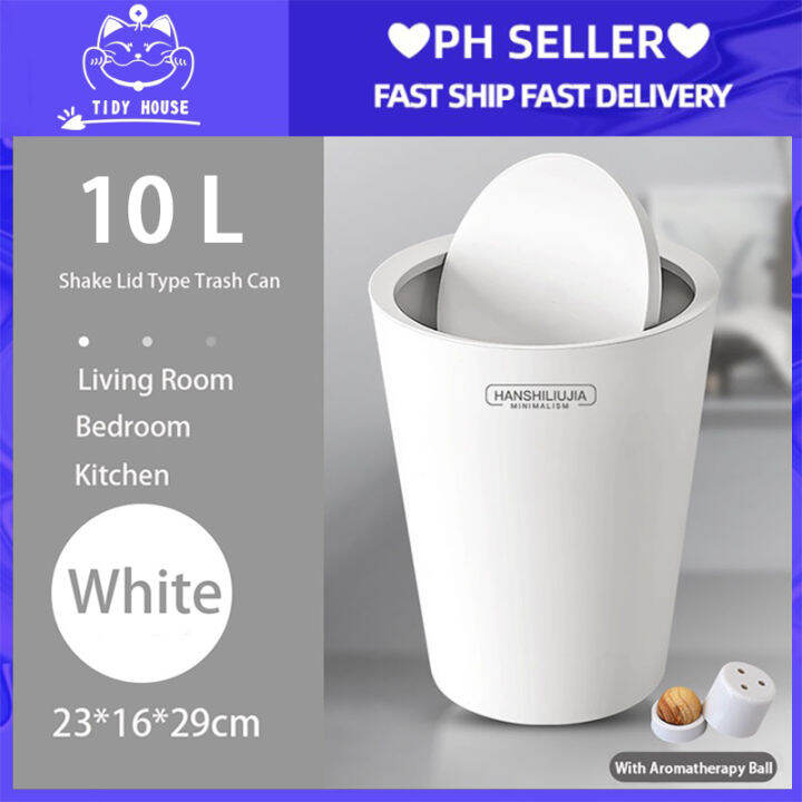 COD 10L Flip Lid Trash Bin New Kitchen and Bathroom Garbage Bin