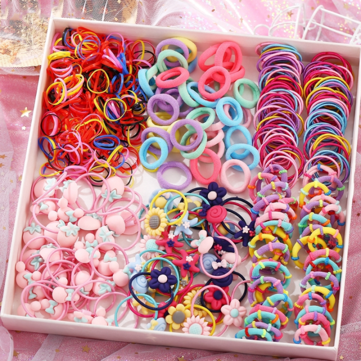 1000/100/40pcs/ Korean Style Kids Hair Band Colorful Fashion Rubber