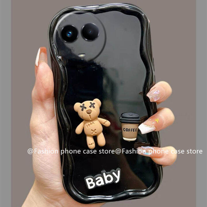 เคสโทรศัพท์-realme11pro-realme11-4g-5g-nfc-phone-case-เคส-realme10-pro-อินเทรนด์-stereotopic-ตุ๊กตาหมีกาแฟการ์ตูนตลกป้องกันเลนส์-realme-ฝาหลังนุ่ม11-10-pro-plus-5g-4g-2023