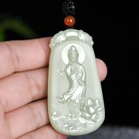 Natural Hotan Jade Lotus Guanyin Pendant Guanyin Bodhisattva Pendant Male High grade Jade Pendant Authentic Jade Brand 28SX