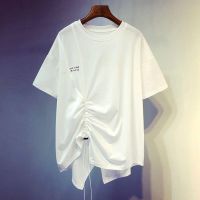 COD DSFDGDFFGHH Pure cotton short-sleeved t-shirt womens loose trend large size compassionate p纯棉短袖t恤女装宽松潮大码体恤个性抽绳学生百搭上衣slkfja01.sg