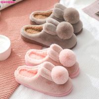 Cotton slippers womens winter thick-soled non-slip three-dimensional plush warm