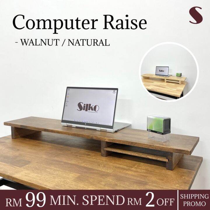 𝗦𝗜𝗟𝗞𝗢 Wooden Computer Raise shelves table rack 10cm height NO SCREW