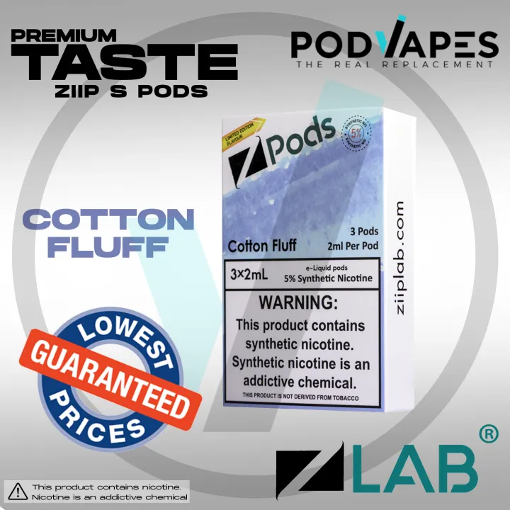 PODVAPES ZiiP Pods S Style Cotton Fluff Pods 5 50mg/ml Affordable