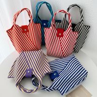 Handmade Knit Handbag Women Mini Knot Wrist-bag Female Casual Color Wide Stripe Plaid Tote Bag Student Reusable Shopping Bag