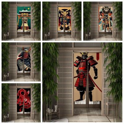 Japanese Shrine Samurai Curtain Dining Kitchen Door Curtain Print Partition Curtain Drape Entrance Decor Hanging Half-Curtains