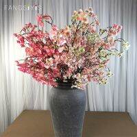 【DT】 hot  100CM Peach Blossom Simulation Flowers Artificial Flower Silk Bouquet Real Touch Flowers Wedding Cherry Blossom Fake Flower DIY