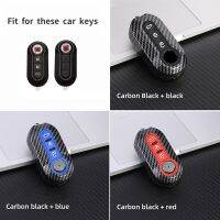 shangdjh Carbon Abs Car Key Fob Shell Cover for FIAT 500 500L 500X Abarth 3-Button Folding Key