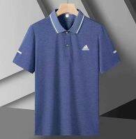 ADIDASeˉ ชุดโปโลแขนขนาดใหญ่สั้นเสื้อโปโลเทนนิสกอล์ฟผ้าไอซ์ซิลค์สำหรับผู้ชาย,ชุดฤดูร้อน L-7XL