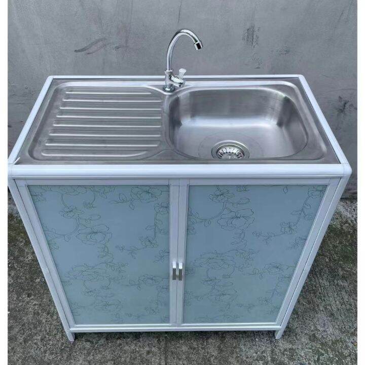 Portable Kitchen Storage Double Sink Aluminum Rack with Sink Kitchen Storage Utensil