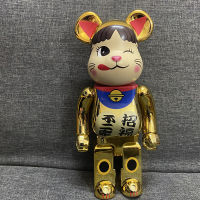 Bearbrick ไฟฟ้ารุนแรงหมีสองโชคดีแมวโกลเด้นนมสาวตุ๊กตารุ่น400%