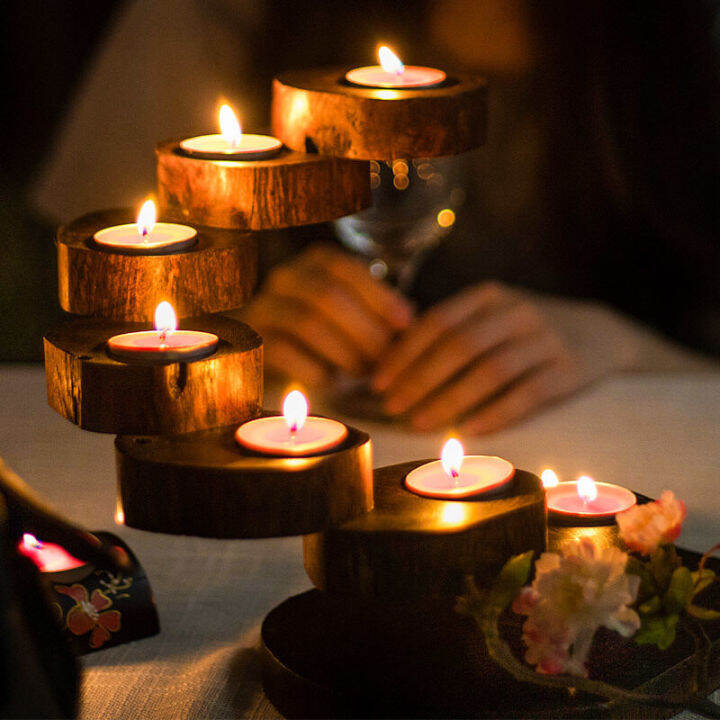Wooden Tea Light Candle Holders Personalized Candle Holders for Table
