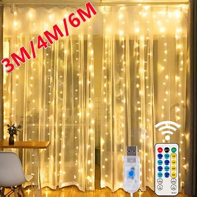 LED Curtain String Light with Remote Christmas Decoration Garland Fairy Hanging String Lights New Year Wedding Party 8 Modes