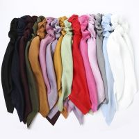 【CC】❀  New Scrunchie Scarf Elastic Hair Bands Ponytail Ties Dot Pleated Headwear Hairband Accessories