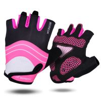 hotx【DT】 Cycling Half Gloves Men Pink MTB Sport Shockproof Gym