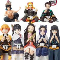 Anime Demon Slayer Figure Tanjirou Nezuko Zenitsu Inosuke Shinobu Giyuu Eat Rice Balls Kimetsu No Yaiba PVC Action Figurine โมเดล&amp;ฟิกเกอร์ ตัวละครดาบพิฆาตอสูร ท่านั่งแบบ