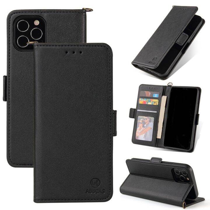 for-iphone-12-pro-max-leather-case-wallet-type-protective-case-with-card-holder-bracket