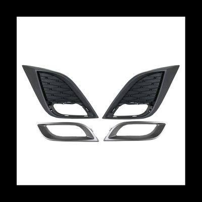 1Pair Car Front Bumper Fog Light Grille Fog Lamp Grill Cover with Chrome Frame for Mazda 3 2010 2011