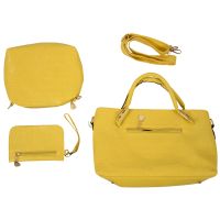 unique Shoulder bag Crocodile Grain Three-pieces Mother Son Messenger Bag (Yellow)