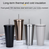 Straw Water Bottle Large Capacity Coffee Thermal Cup Cups Container