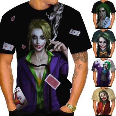 Joker New Mens Casual 3D Printing Mens Round Neck Short-sleeved Top T-shirt