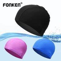 【health】 Fonken Free Size Swimming Cap For Adult Child Elastic Polyester Ear Protection Pool Hat Men Women Ultrathin Bathing