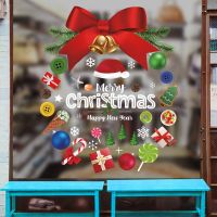 New Year 39;s Decor Christmas Wallpaper Vinyl PVC Wall Posters Santa Claus Home Glass Door Window Self-Adhesive Wall Stickers