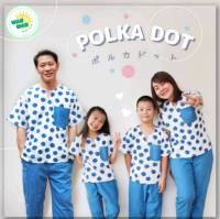 ชุด polka dot ผู้ใหญ่/ชุดครอบครัว/ชุดผู้ใหญ่/ชุดคู่รัก/ชุดผ้าฝ้าย/ผ้าพิมพ์ลาย/polka dot/ชุดกิจกรรม/ชุดซัมเมอร์/วันหยุดสุดสัปดาห์