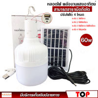 หลอดไฟ LED พลังงานแสงอาทิตย์ รุ่น VJP-112 ปรับได้ 4 โหมด ไฟสีขาว ไฟสีเหลือง ไฟฉุกเฉิน กันน้ำได้ 60w ชาร์จแบตมือถือได้