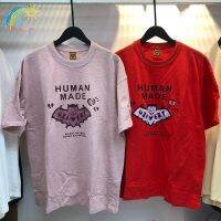 รูปแบบค้างคาว Human ผู้ชายแขนสั้นผู้หญิง1:1พิมพ์โลโก้ Top Tees สีชมพูสีแดง Kaus Oversize