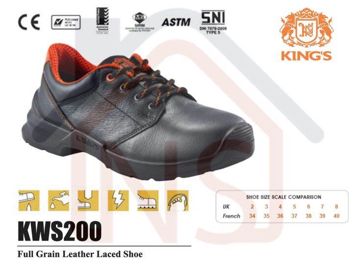 Kings KWS200 Safety Shoe / Low Cut Laced Type / Safety Boots (Replace