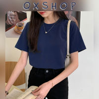 QXshop จัดส่งทั่วไทย เสื้อยืดผญคอกลมแขนสั้น สีพื้นไม่พิมพ์ลวดลาย มีให้เลือกหลากหลายสี?สุภาพใส่ได้ทุกโอกสแมทช์แต่งตัวง่ายเข้า