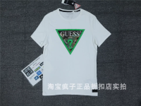 Guess เสื้อยืดแขนสั้นรอบคอหลวมผ้าฝ้ายโลโก้ชาย