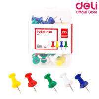 หมุดเสียบกระดาน Deli 0021 Color Push Pin หมุดสีเสียบกระดาษ 35 ตัว หมุดเสียบกระดานไม้ก๊อก หมุด(1ชิ้น)