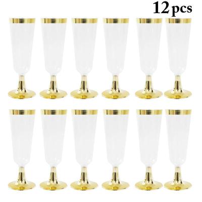12PCS High Quality Wedding Champagne Flute Creative Disposable Plastic Wedding Cup Champagne Glass Drinking Utensils For Party