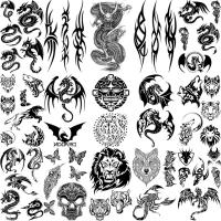 Realistic Thorns Dragon Wolf Tatoos Temporary Tattoos For Adult Men Kids Lion Tiger Skull Fake Tattoo Neck Arm Hands Small Tatoo Stickers