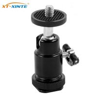 Mini BallHead Metal 360 Swivel 1/4 Screw Tripod Ball Head with Cold Shoe Mount for DSLR Camera Monopod Flash Light Stand Holder