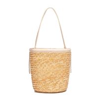 Rhinestone Tassel Bucket Beach Bag for Women 2021 New Summer Designer Hand Woven Natural Rattan Bags Ladies Straw Bags