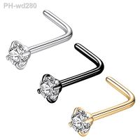 L - Shape Nose stud 316L Stainless Steel Nose Ring Cartilage Earrings Belly Button Ring Body Piercing Jewelry 0.8x7x2mm