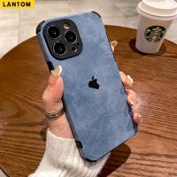 LANTOM ขนสัตว์ที่มีโลโก้นุ่มและกันกระแทกสำหรับ iPhone 14 13 12 11 Pro Max Mini XS XR X Simple Case กรณีโทรศัพท์ป้องกันการตกพร้อมฝาครอบเลนส์เต็มรูปแบบ